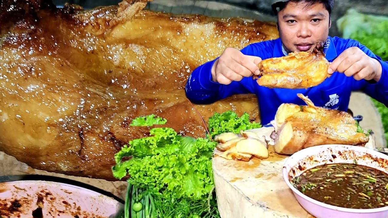 ย่าง​เสือ​ร้องไห้​เหลือง​ๆเคี้ยว​กรุบ​ๆแจ่ว​เพี้ย​ขมอ่ำล่ำ#ย่างเสือร้องไห้ #mukbang #food #cooking 