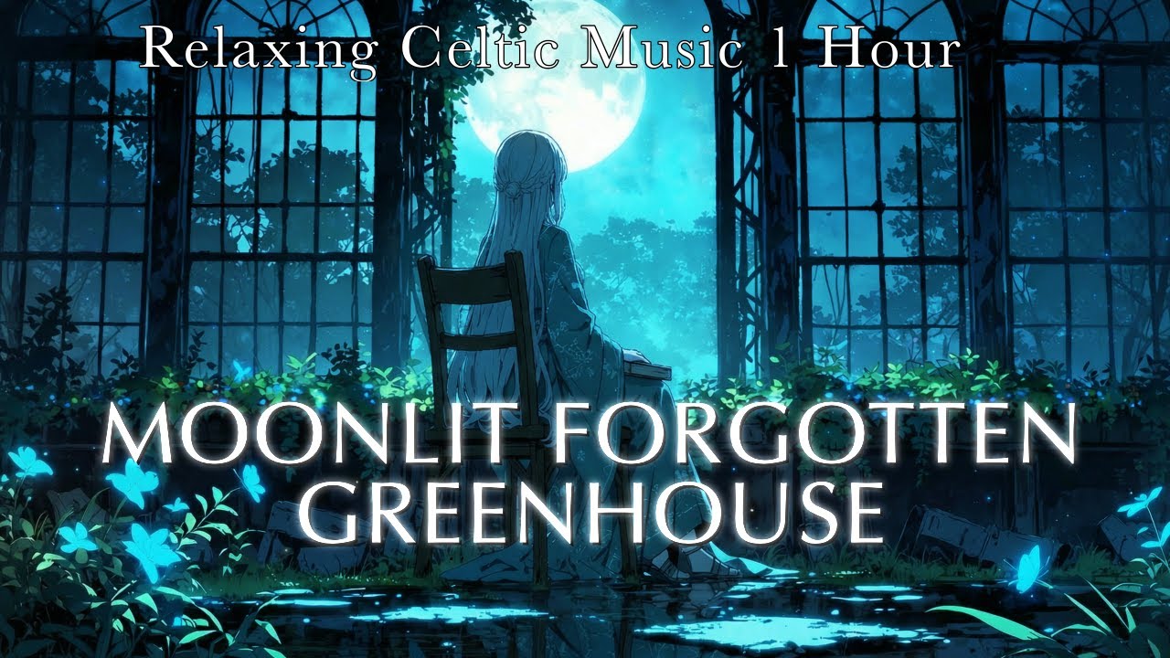 Moonlit Forgotten Greenhouse — A Garden of Stillness — | 1 Hour Healing Celtic Ambient