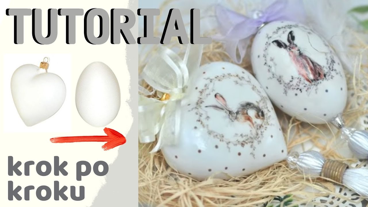Decoupage pisanki z zajączkami dla początkujących -[krok po kroku] tutorial No. 854