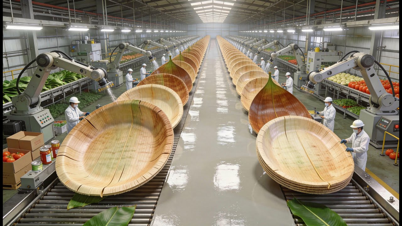 Inside a Modern Palm Leaf Plate Factory&ndash; From Fallen Leaves to Eco-Friendly Tableware (Full Process)