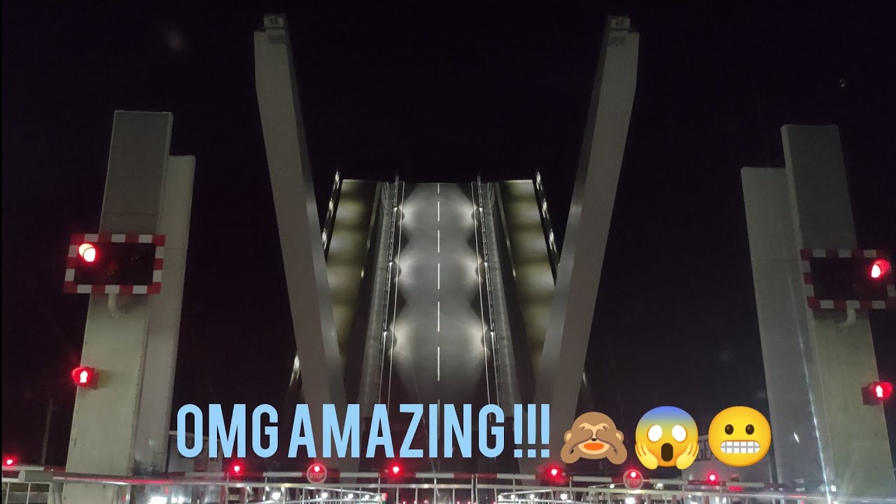 Amazing frontline view of Gull Wing Bridge Rising at night !!!!!!!!