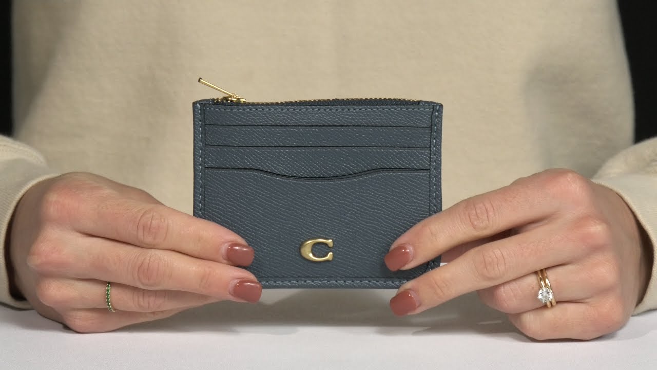 COACH Cross Grain Leather Zip Card Case SKU: 9887021