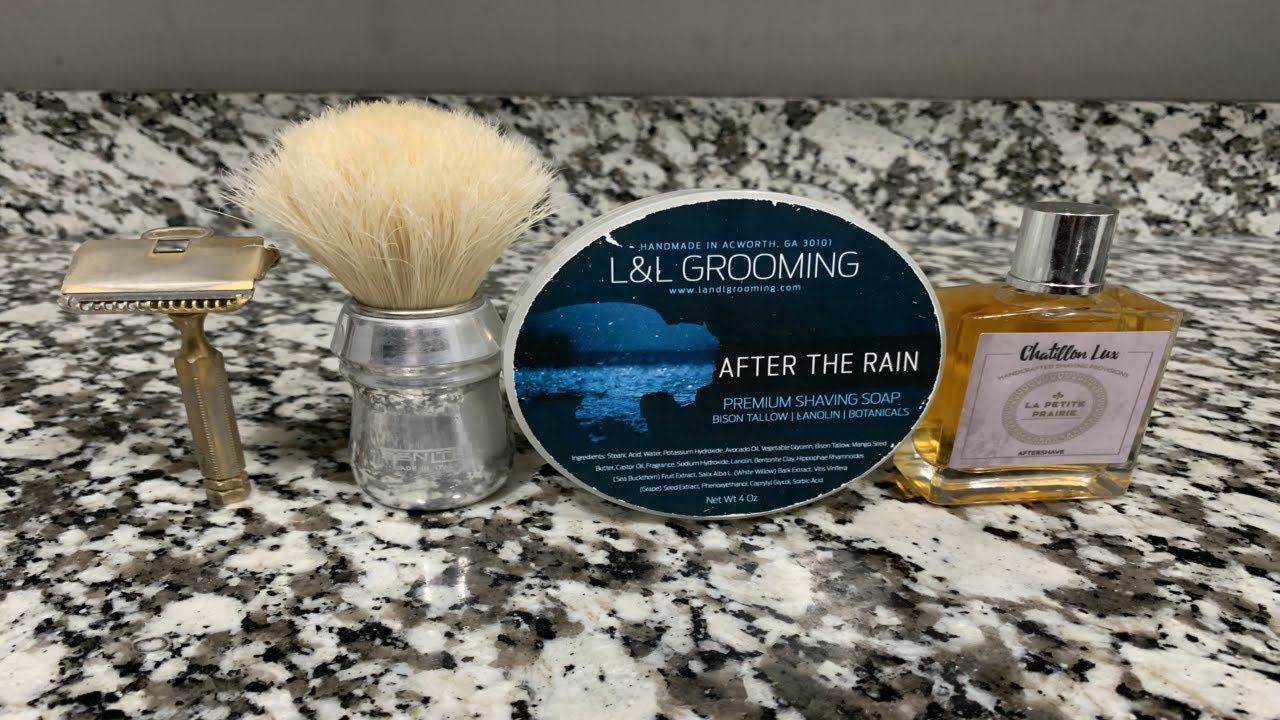 GEM Junior SE Razor, Zenith B2 Boar Brush, Chatillon Lux La Petite Prairie