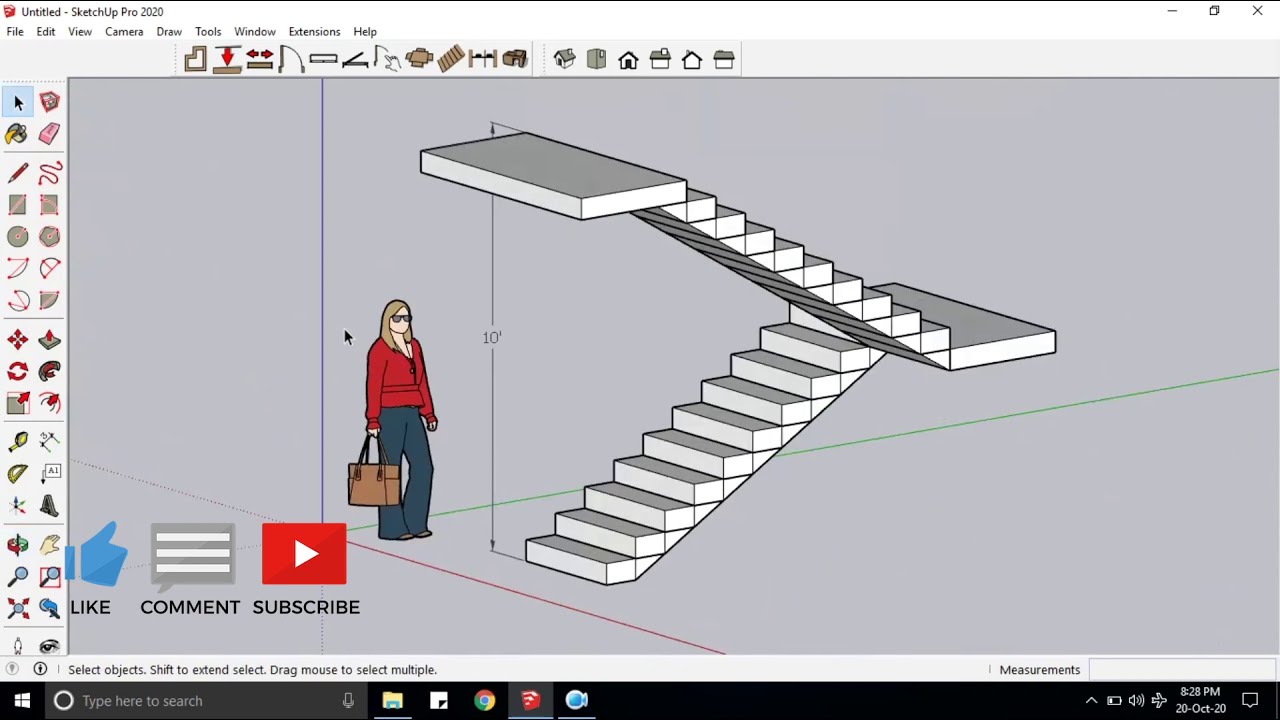 Staircase in Google Sketchup Learn in Hindi how to make staircase in  2023 New Trick Tips #sketchup