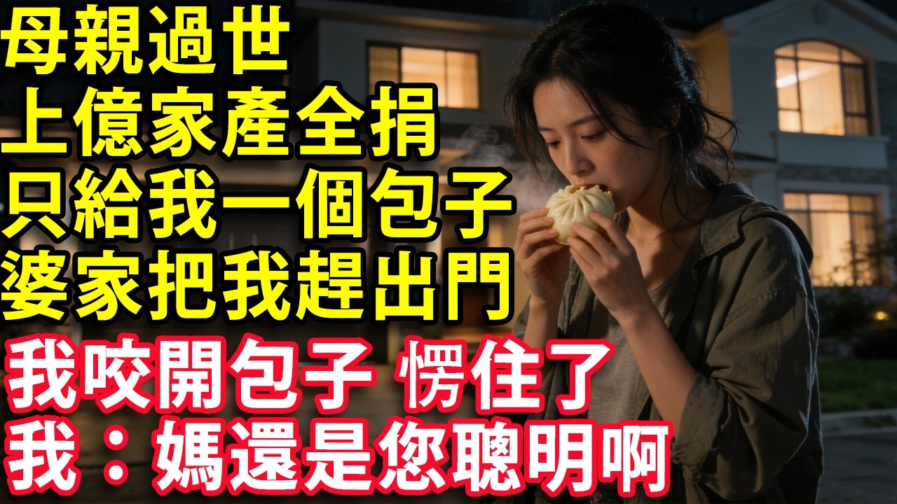 母親過世 上億家產全捐  只留給我一個包子 婆家當天把我趕出門  我咬開包子 愣住了  我：媽還是您聰明啊#人生感悟 #情感 #婚姻
