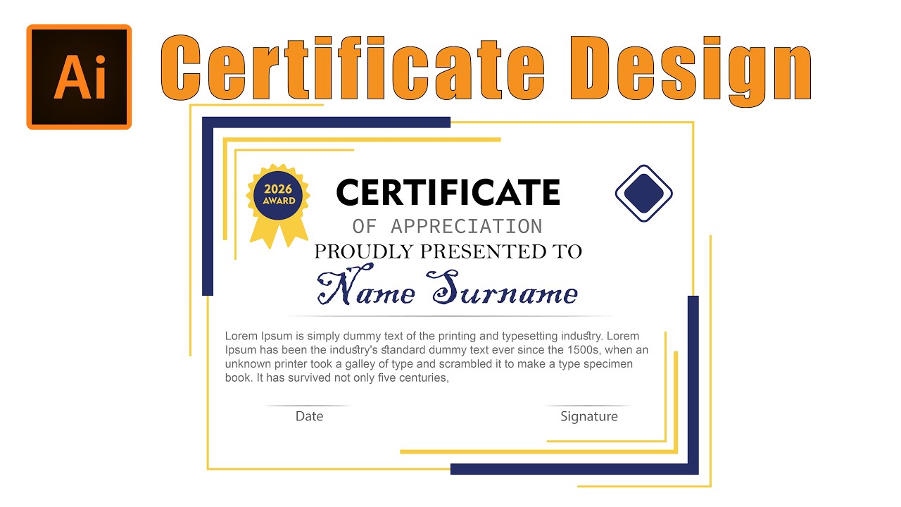 Graphics Designing Course Adobe Illustrator Class 33 Certificate Design by Sky Graphics