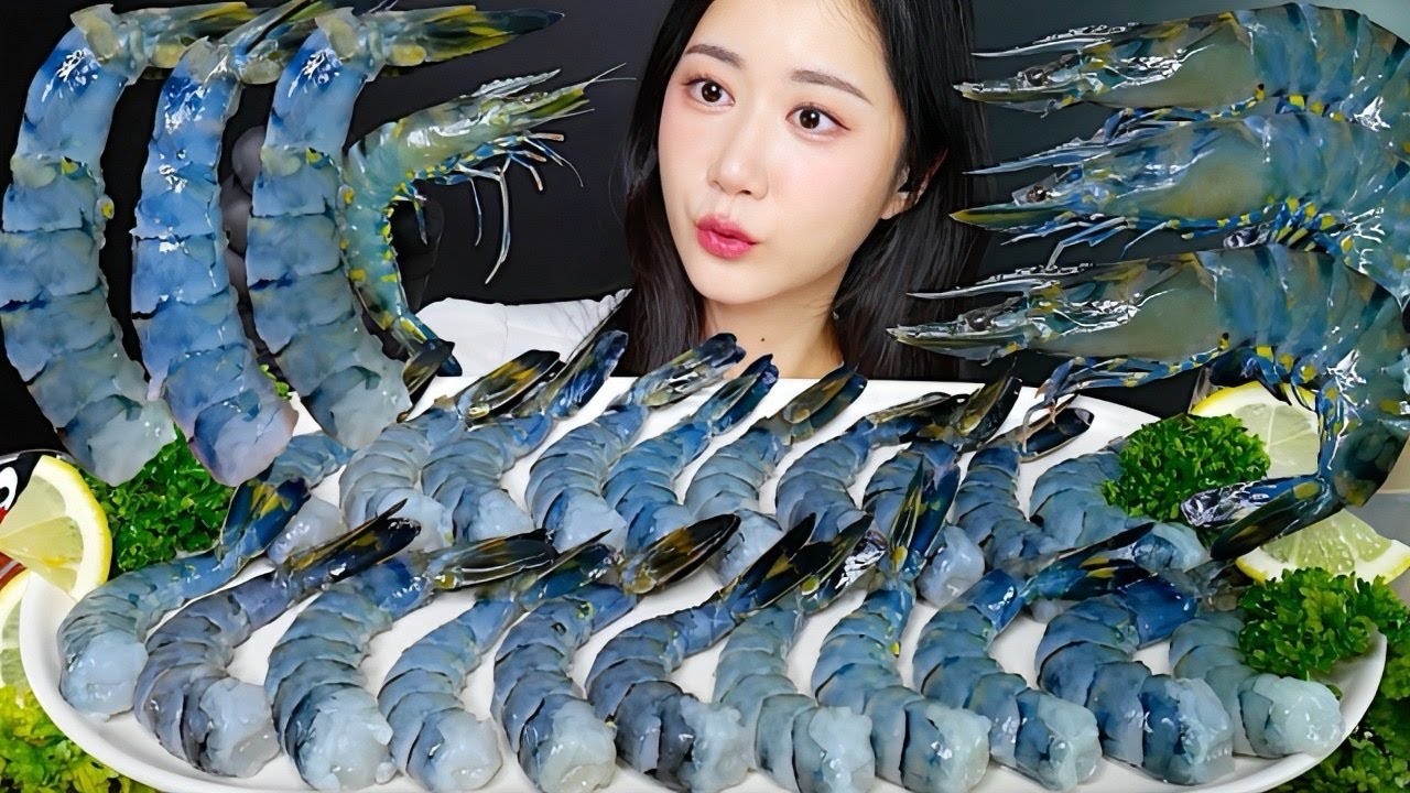 오독오독🩶블랙타이거 생새우 먹방 🩶 Raw Black Tiger Shrimp 生ブラックタイガーエビ | eating show | asmr mukbang korean