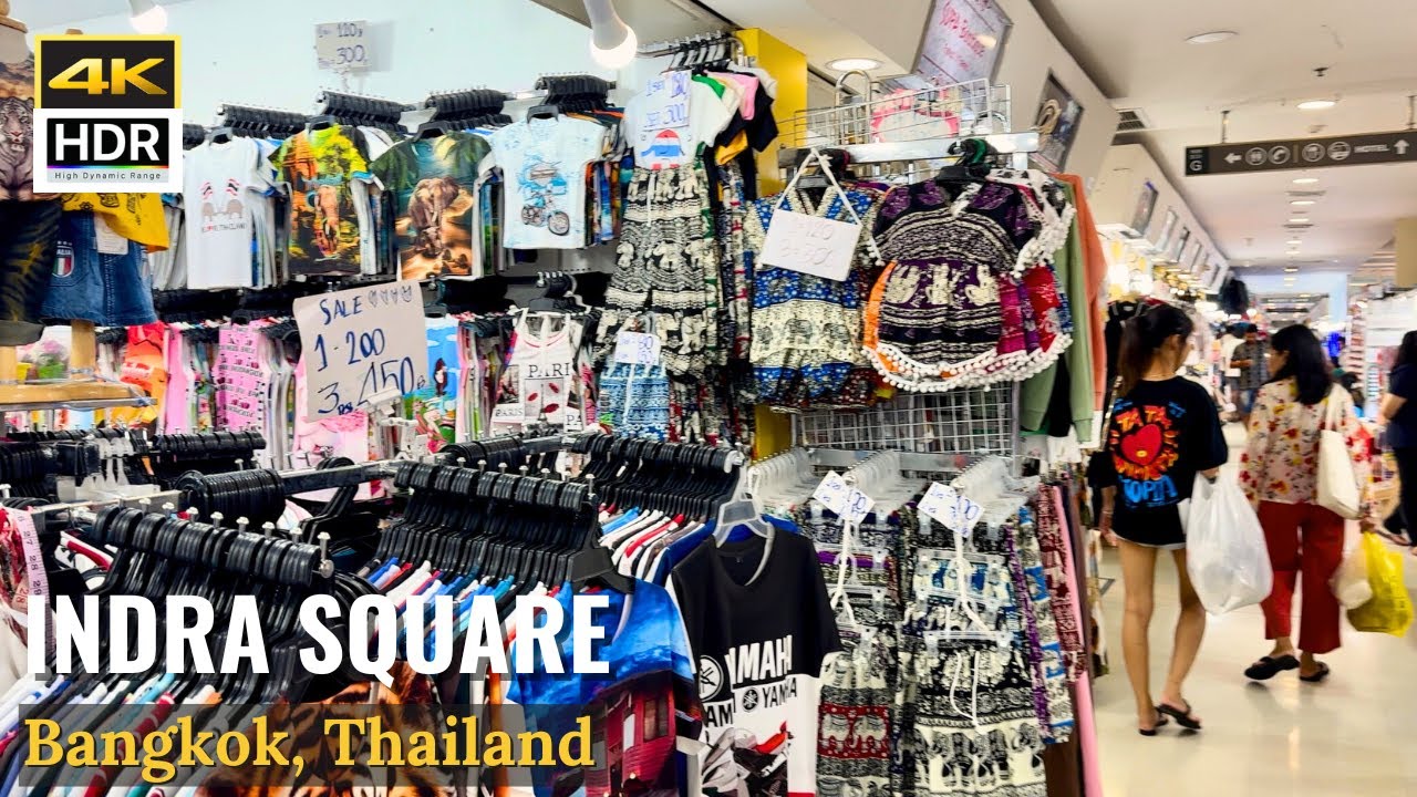 Shopping souvenirs, clothing at bargain prices! INDRA SQUARE MALL Bangkok, Thailand [4K HDR]