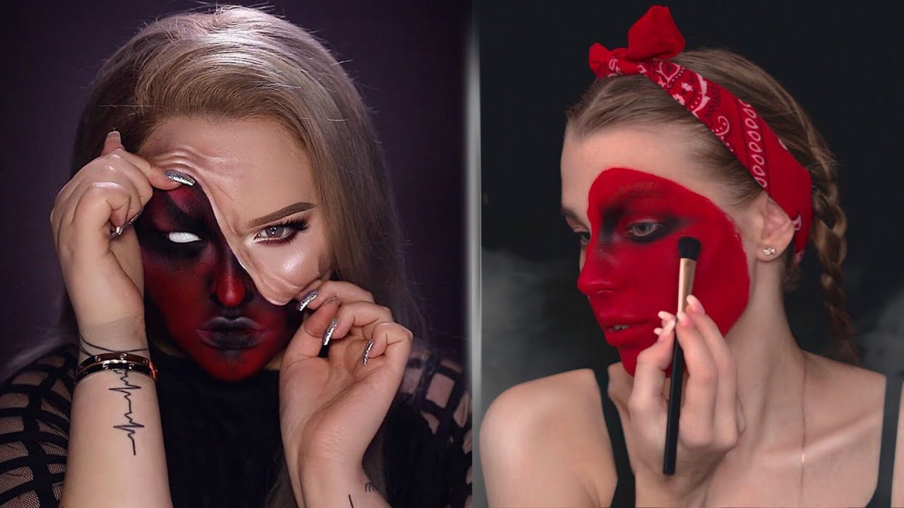 🎃 Я ПРОБУЮ ПОВТОРИТЬ МАКИЯЖ на Хэллоуин 💄 RINA (DEMON makeup NikkieTutorials)