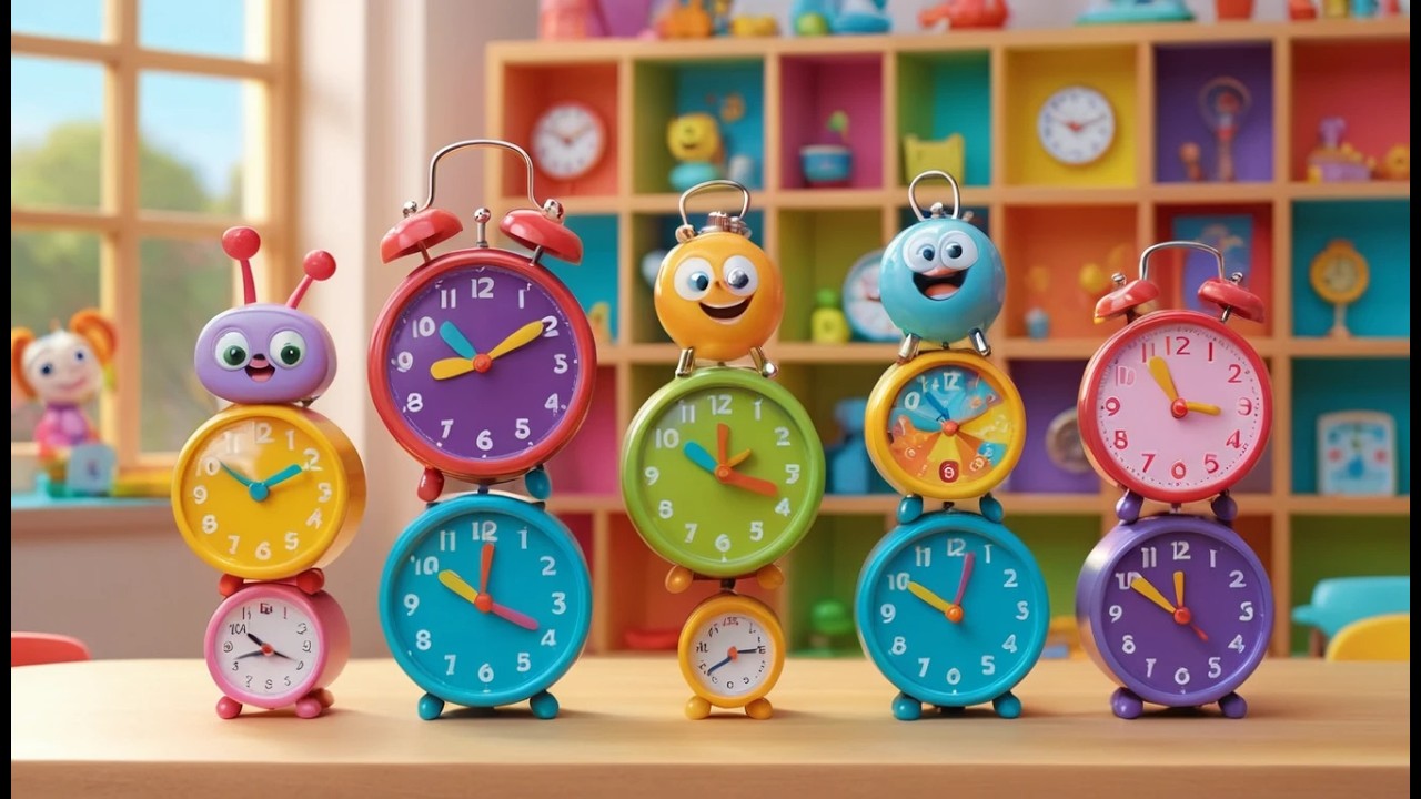 Acht kleine Spielzeug Tic Tac Tic Uhren | Lustiges Lernlied & Uhrzeit für Kinder