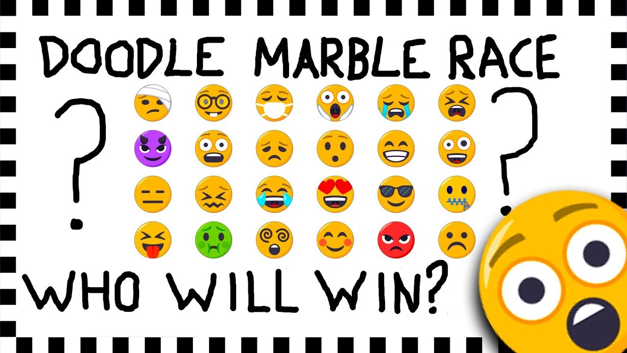 Doodle Marble Race Emoji - Who Will Win? - Hand Drawn - Algodoo