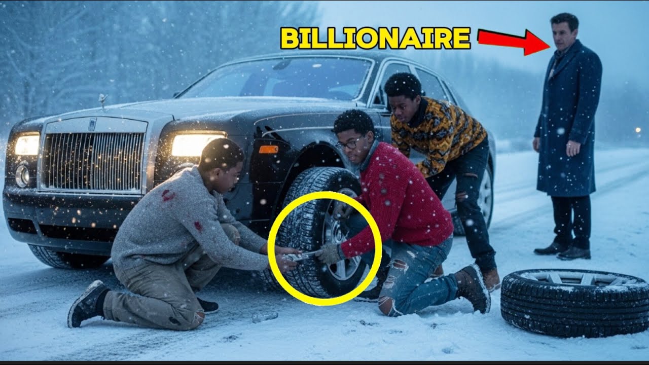 3 Black Boys Helps a Billionaire Fix His Flat Tire, Next Day, a Rolls Royce Showed up at Their House