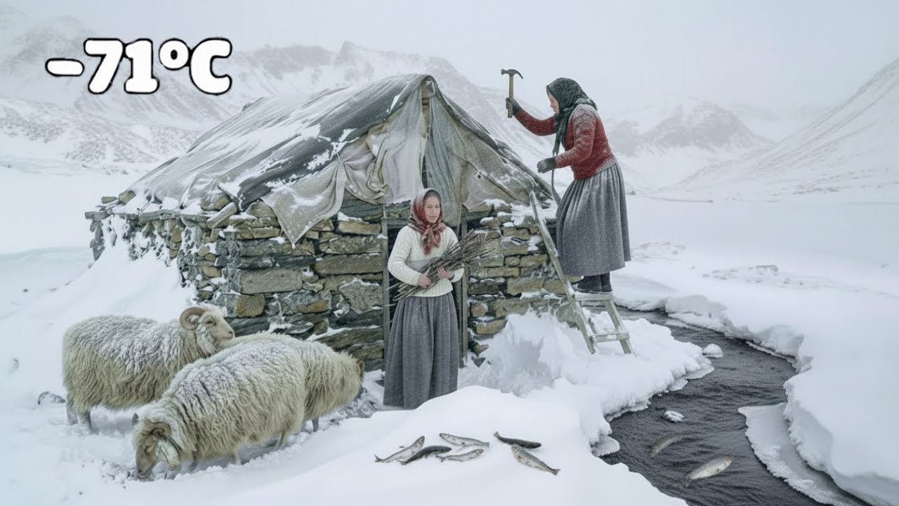 –71°C Survival Ep 13: Two Yakutia Women Rebuild Their Stone Hut Beside a Frozen River