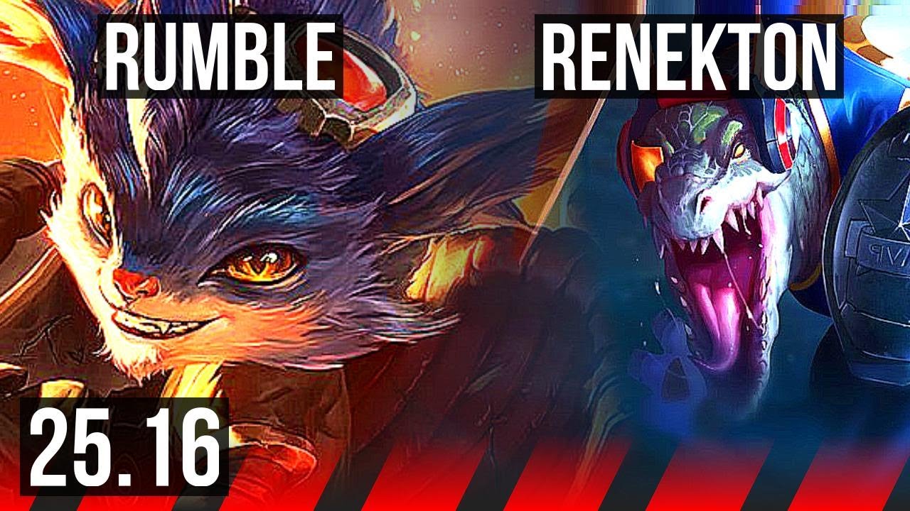 RUMBLE vs RENEKTON (TOP) | 11/1/9, 6 solo kills, Legendary | KR Challenger | 25.16