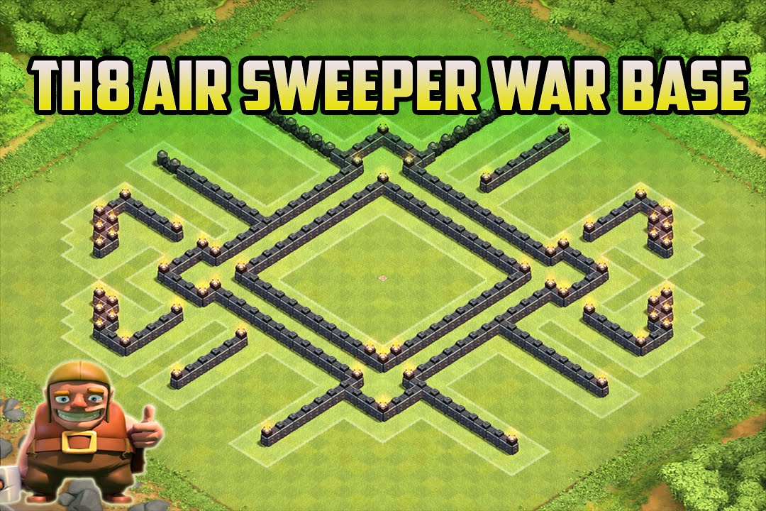 CLASH OF CLANS TH8 WAR BASE + AIR SWEEPER / TOWN HALL 8 DEFENCE ANTI DRAGON, ANTI HOGS 2015