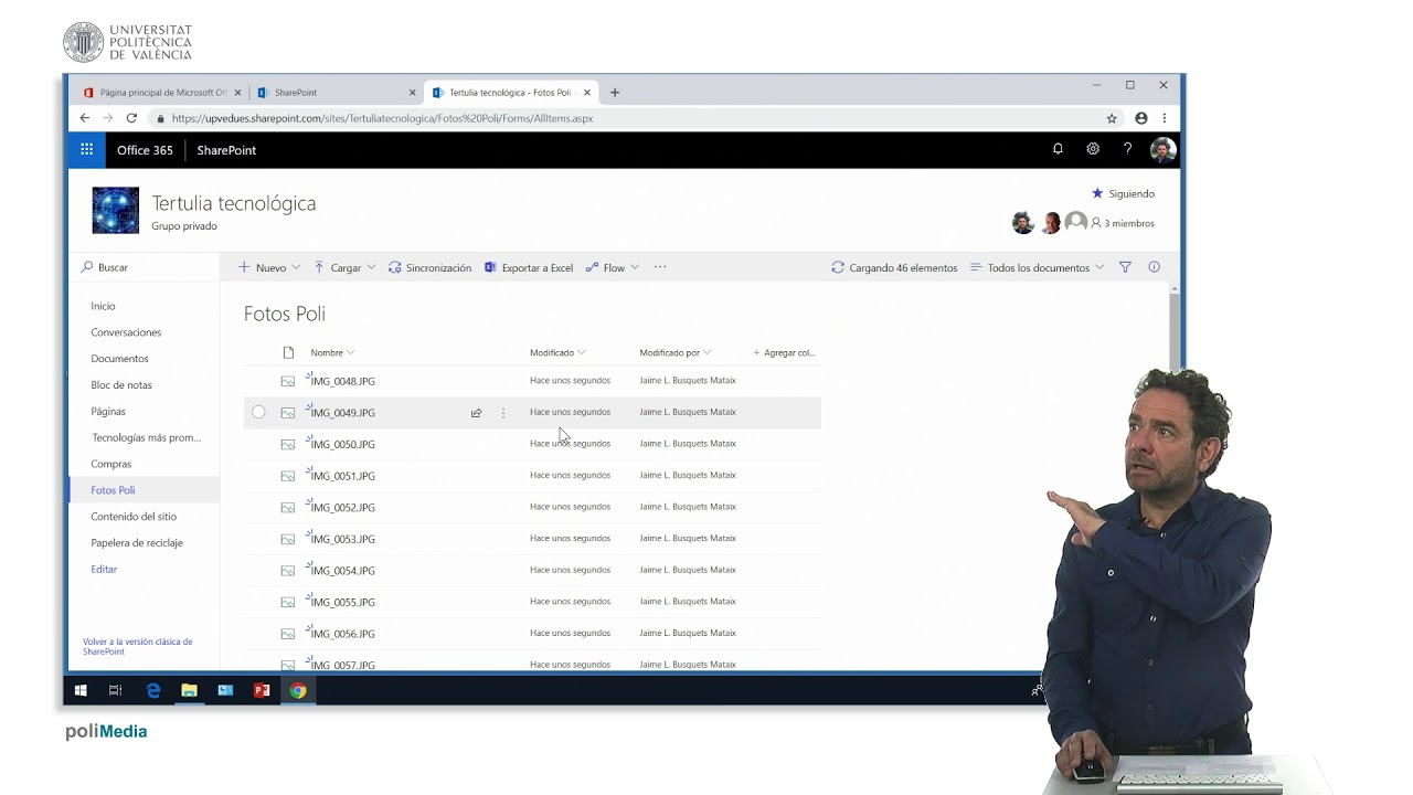 Bibliotecas de documentos del sitio Sharepoint | 73/110 | UPV