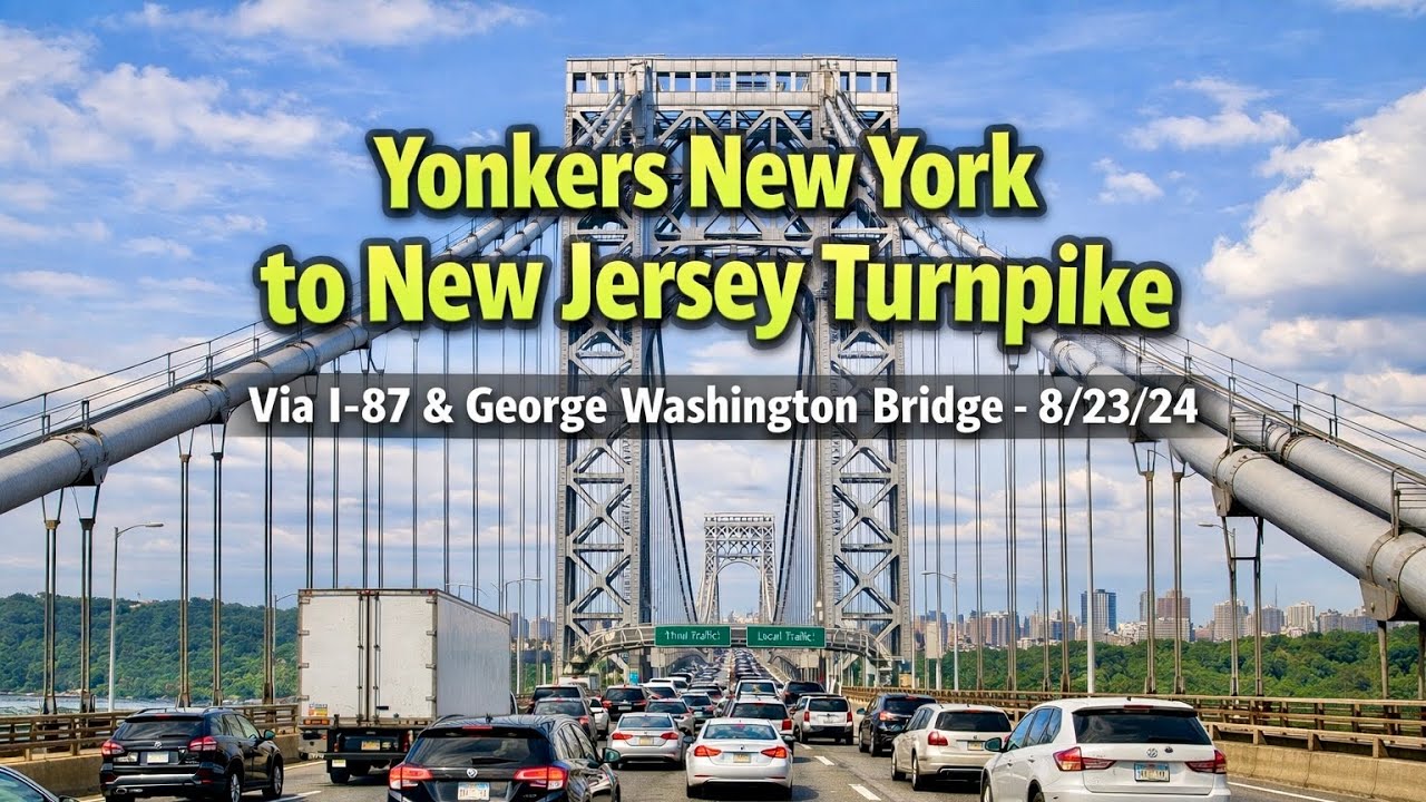 🚗 Yonkers New York to New Jersey Turnpike (via I-87 & GWB) 4K Scenic Drive (8/23/24)