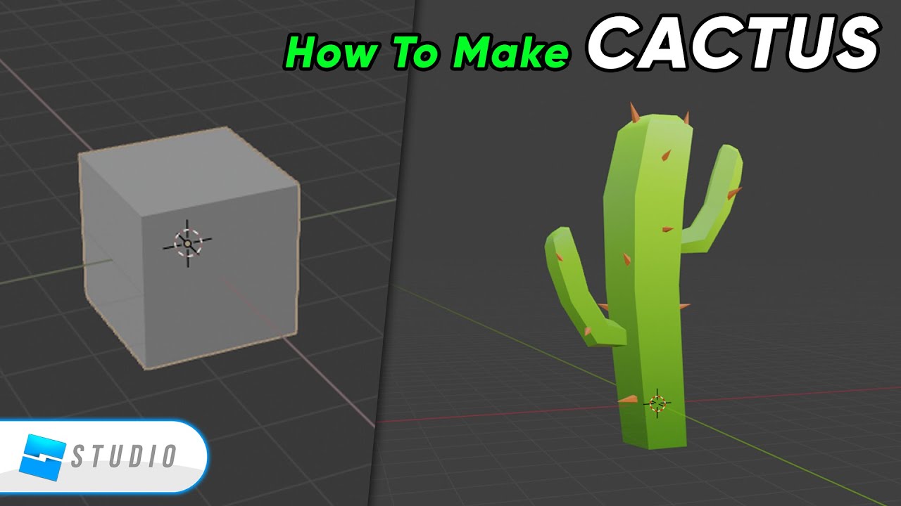 Как сделать низкополигональную модель кактуса! (Blender)