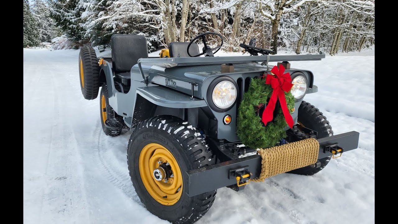 Snow ride in a 1951 Willys Overland CJ3A