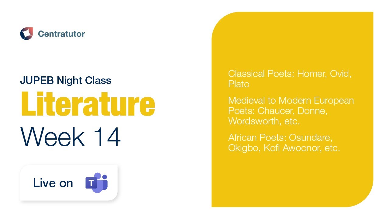 JUPEB Literature Night Class 2025 - Week 14