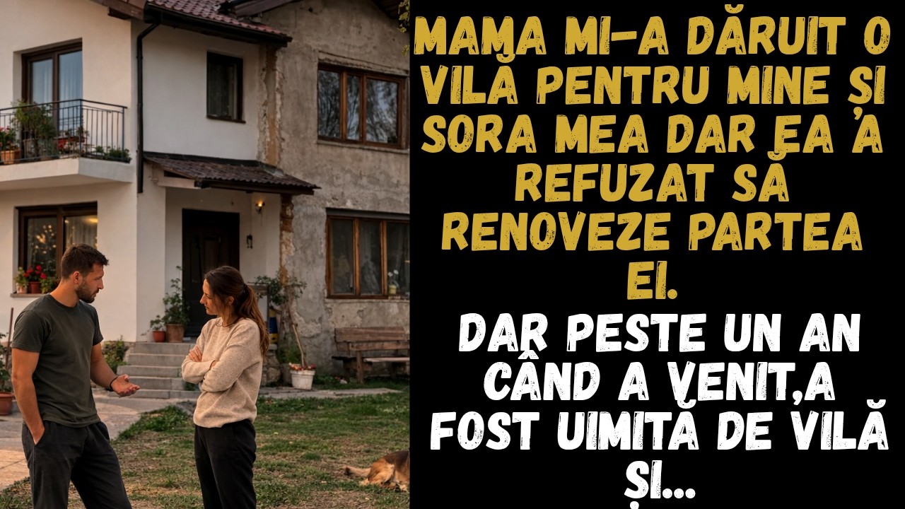 Mama mi-a dăruit mie și surorii o vilă veche,eu am renovat jumătatea mea dar sora a refuzat și ...