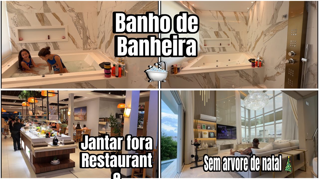 CRIANÇAS USARAM A BANHEIRA DA MANSÃO 🛁 + saímos pra jantar fora 🍱 + desmontando arvore de natal 🎄 