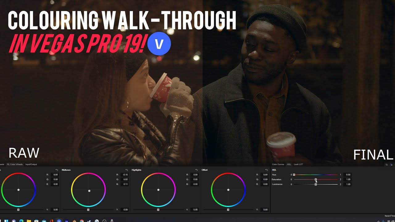 How to Color Grade a Movie Scene in Vegas Pro 19! (Walk Through)