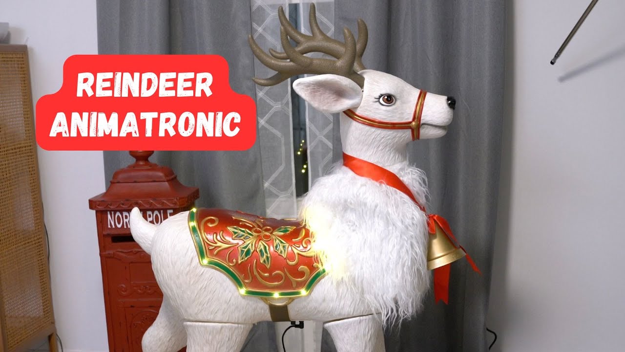 Holiday Living 4.25-ft White Reindeer Animatronic Unboxing & Testing
