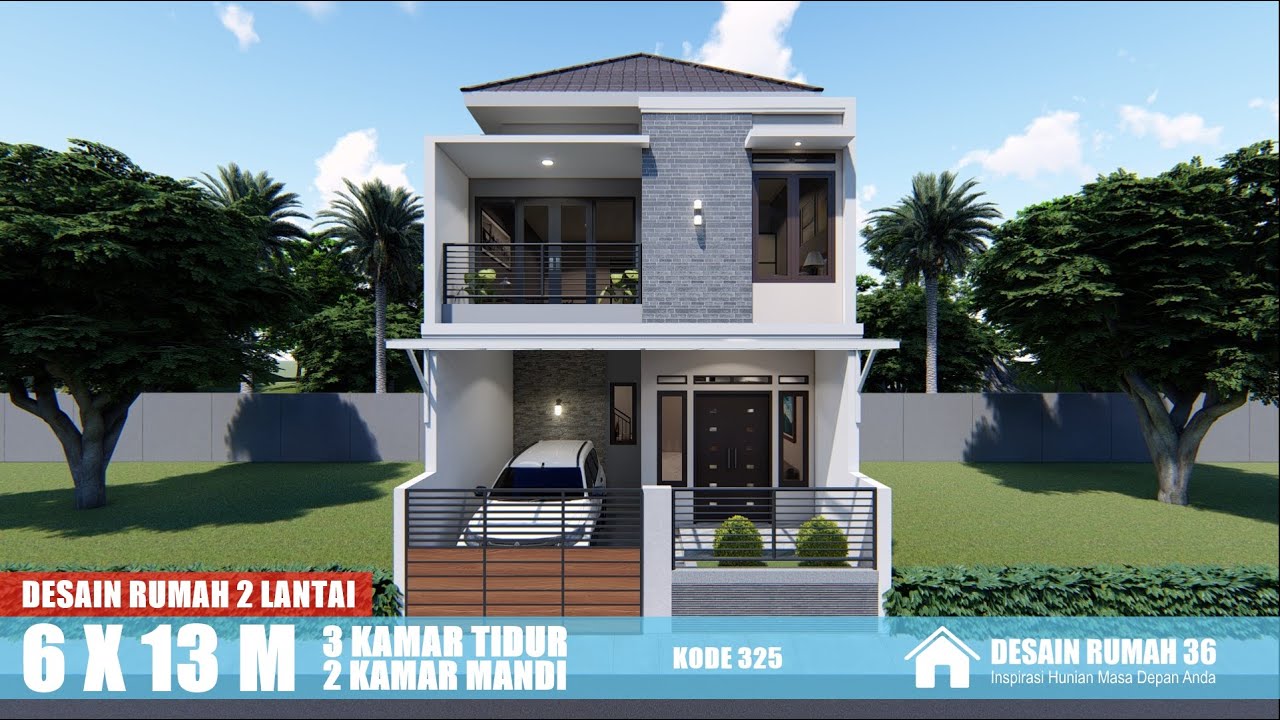 DESAIN RUMAH 6X13 METER 2 LANTAI 3 KAMAR TIDUR