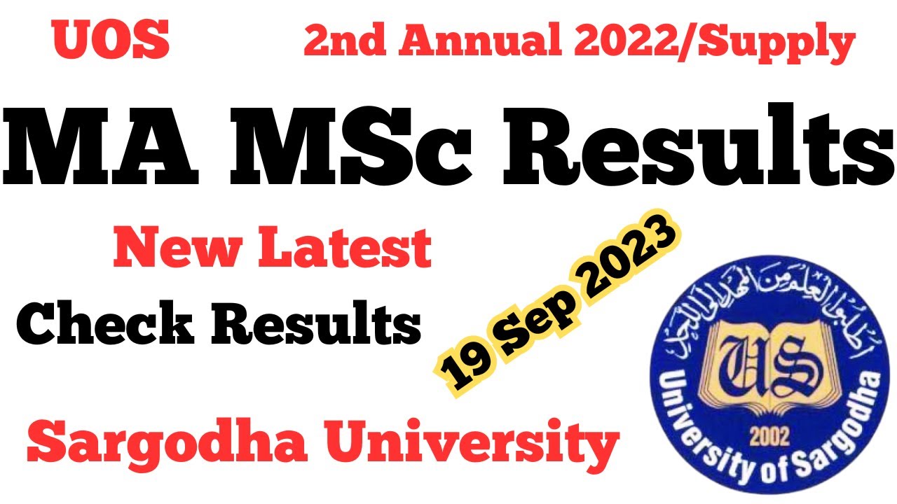 New Results Announced Today UOS MA MSc 2nd Annual 2022/Supply | Sargodha University Official