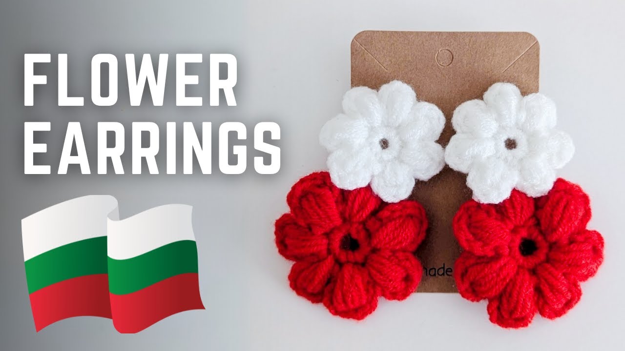 Crochet Jewelry Tutorial   How to Make Red and White Flower Earrings