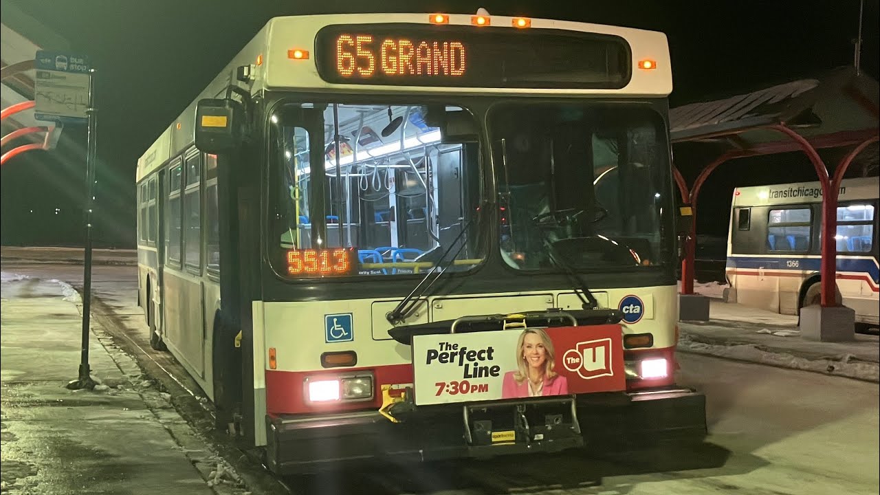 CTA On-Board 2007 New Flyer D40LF Bus #1613 On Rt 65 Grand The Entire Route Westbound