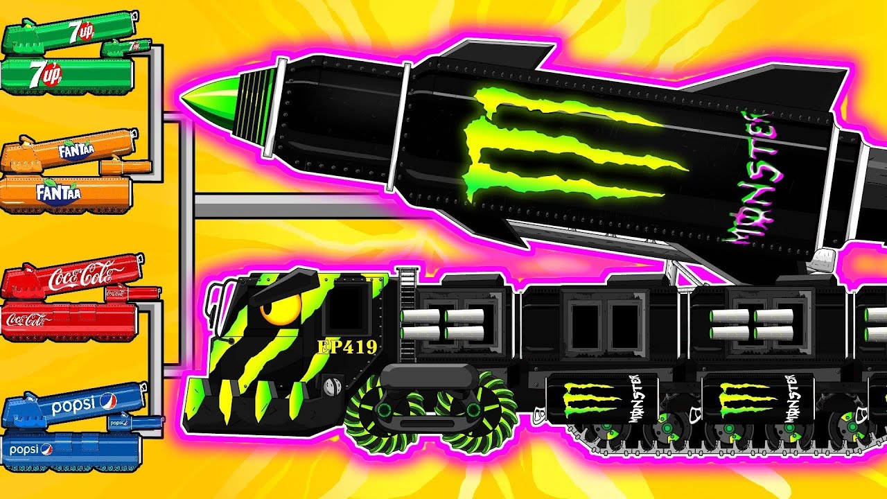 BRAND WAR : Monster Tank VS Coca Cola Tank / Pepsi Tank / 7Up Tank / Fanta Tank | Arena Tank Cartoon