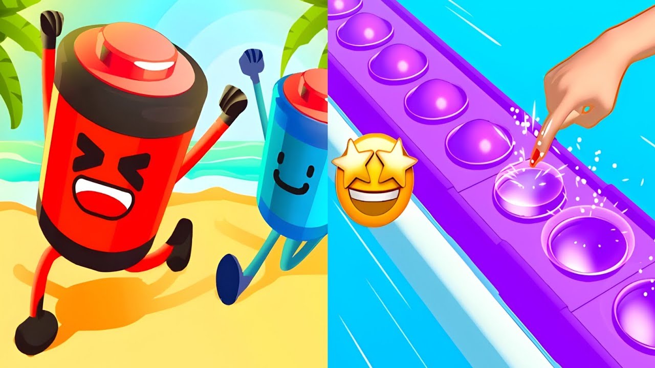 Battery Run VS Pop Run - Satisfying ASMR Gameplay ALL Levels