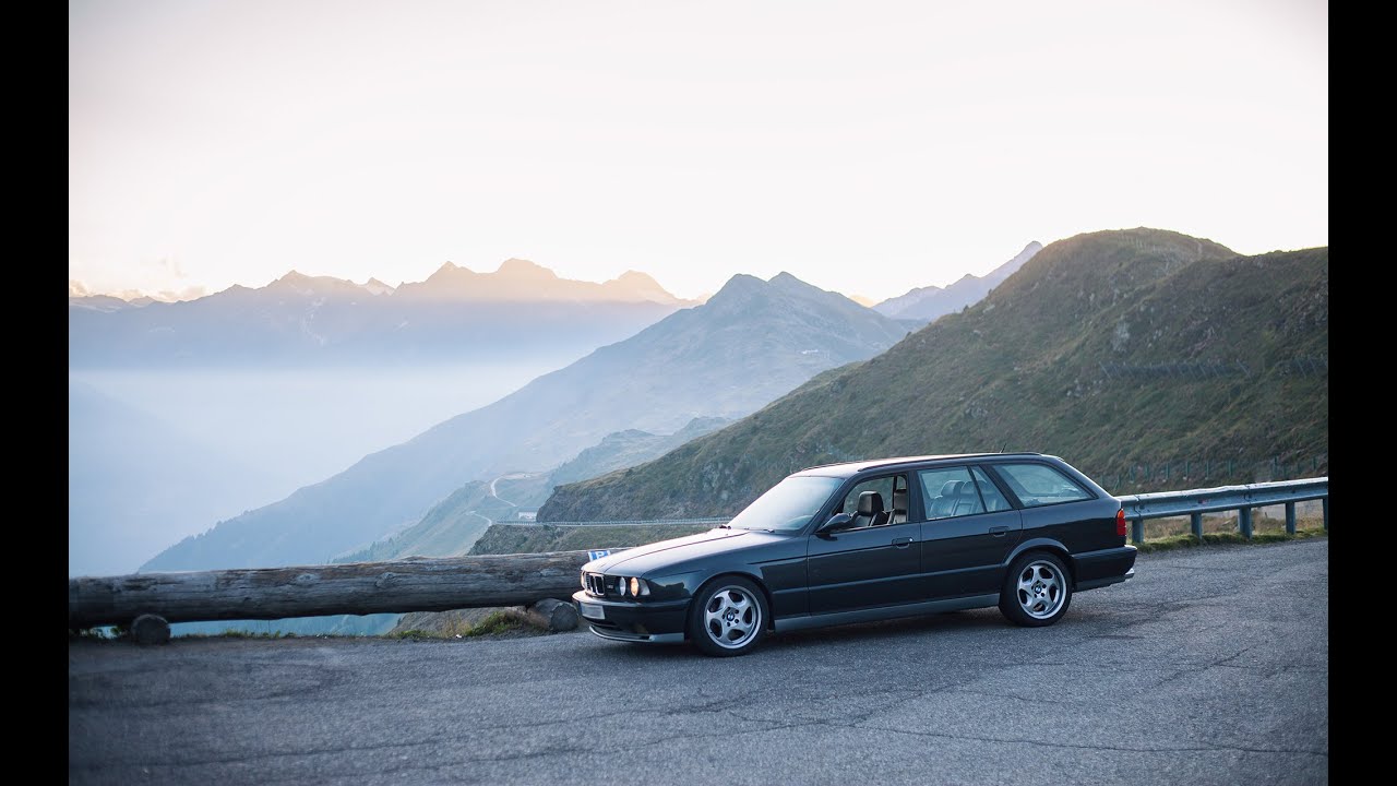 1993 BMW M5 3.8 E34 Touring Supersprint exhaust in the Alps - Silvretta Hochalpenstraße