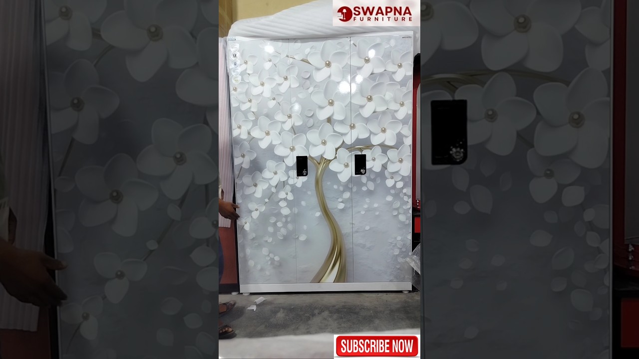 3 door new designing almari 2023/ high glossy 3D printing l #furniture #furnituredesign #almari