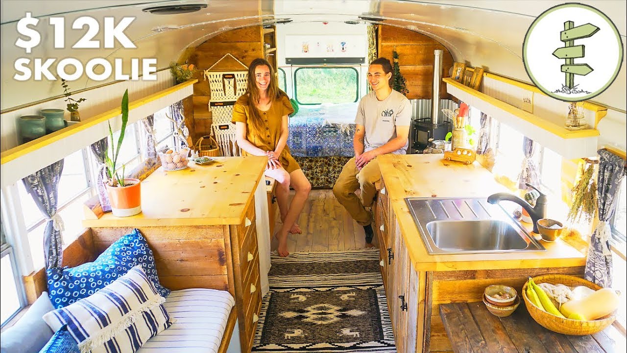 Most Amazing School Bus Tiny House Conversion on a Budget - Full Tour