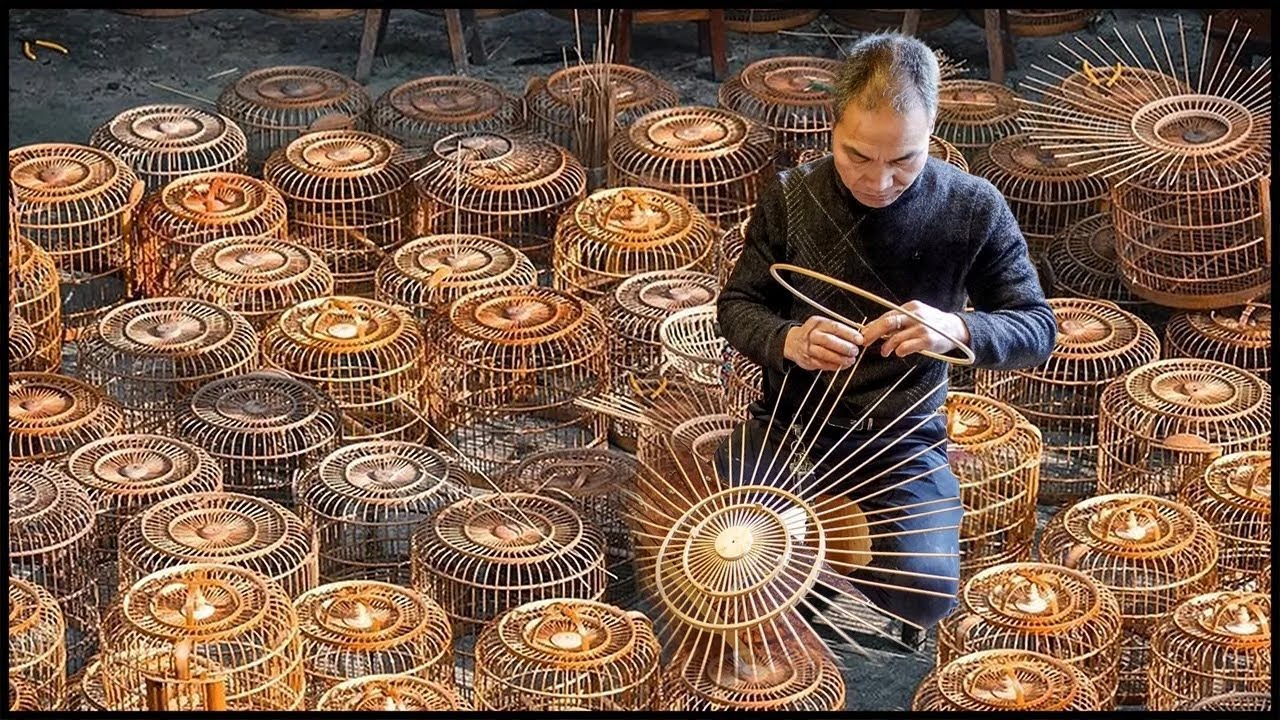 Процесс изготовления бамбуковой клетки для птиц! Интересные традиционные техники!