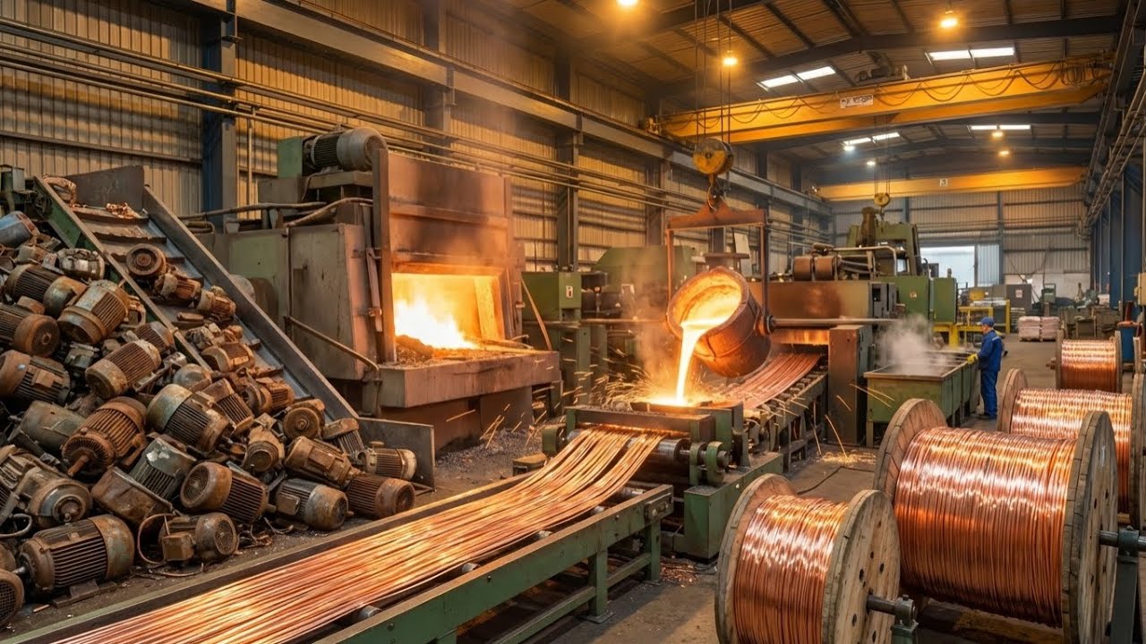 Satisfying Heavy Motor Recycling into Pure Copper | Huge Stator Copper Extraction & Heavy Casting 