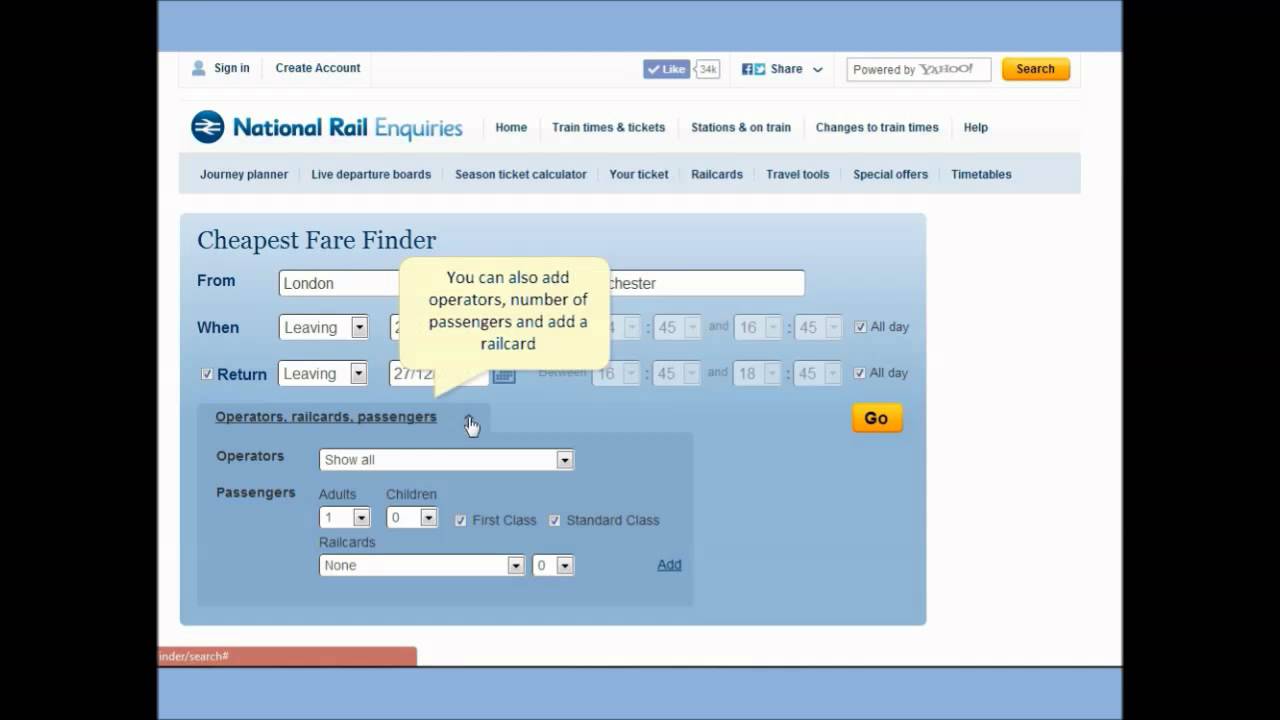 How to use the Cheapest Fare Finder on the National Rail Enquiries Website video