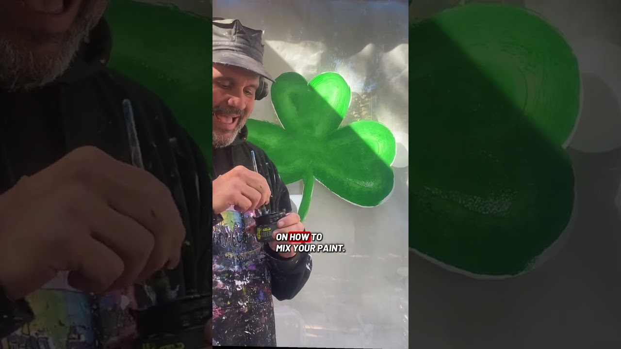 How to paint a shamrock clover with a roller window painting tutorial