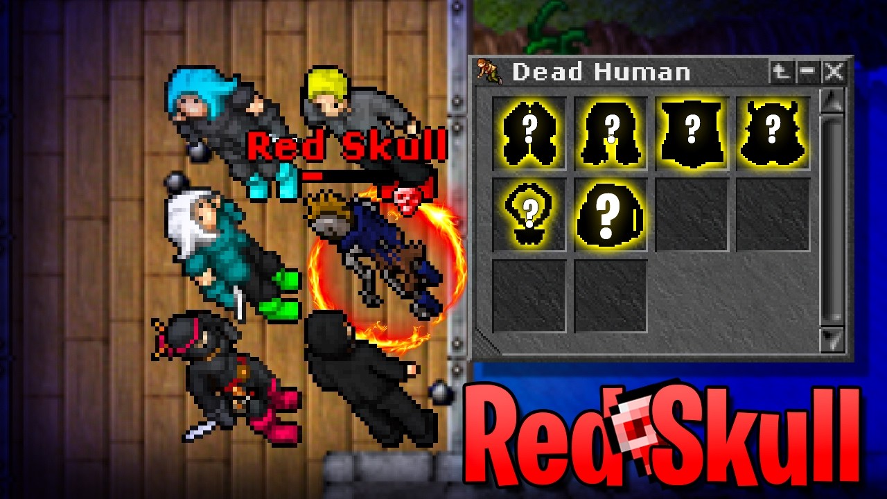 Pegamos um RED SKULL Moscando de Madrugada no Tibia 🍓💲