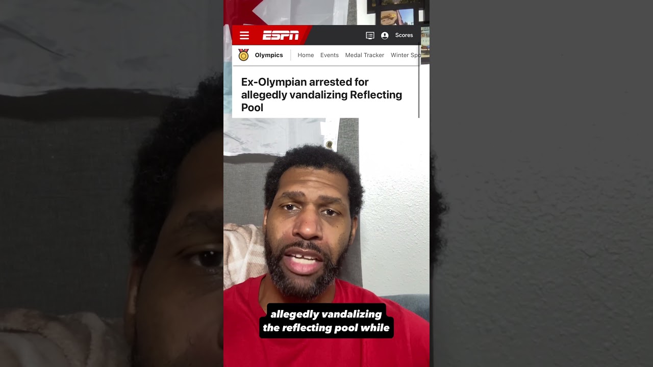 Ex-Olympian arrested for allegedly vandalizing reflecting pool #fyp #comedy #trump #reflectingpool