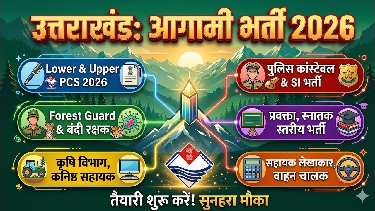 उत्तराखंड आगामी भर्तियाँ व Exam 2026 | Uttarakhand upcoming vacancy 2026 | uttarakhand job 2026
