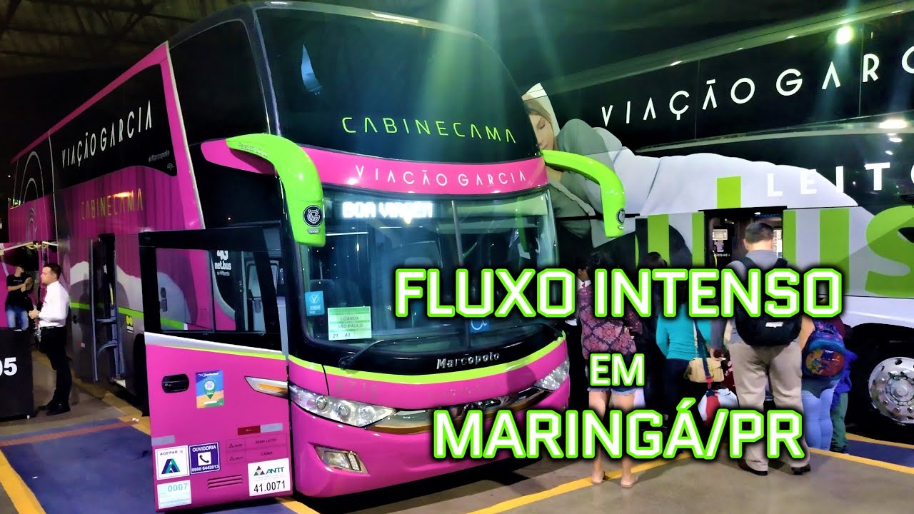 RODOVIÁRIA DE MARINGÁ/PR À NOITE | MOVIMENTAÇÃO DE ÔNIBUS DAS 20:55 ÀS 21:35