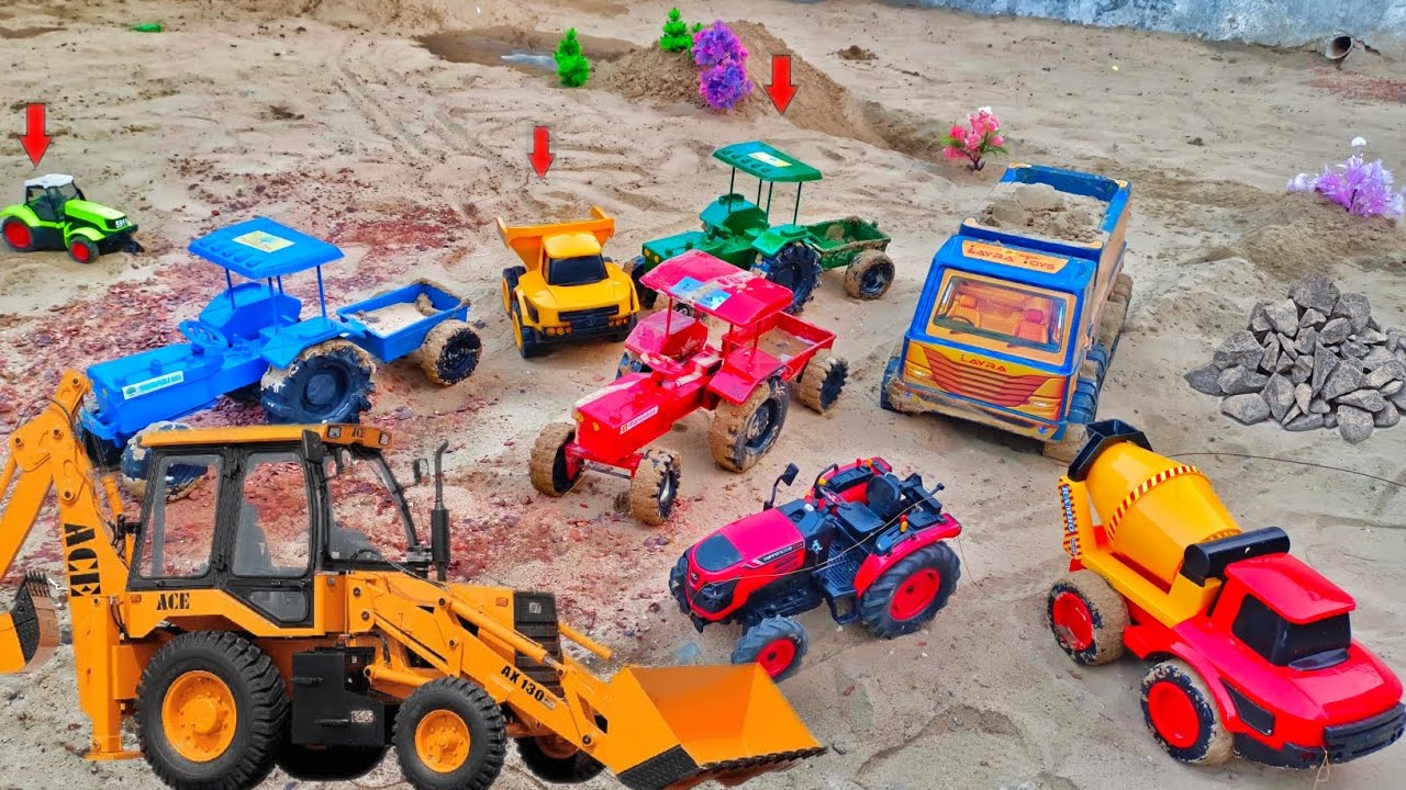 TATA Dumper Truck Swaraj Mahindra Tractor & dumper loading JCB 5CX। Truck Loading Video
