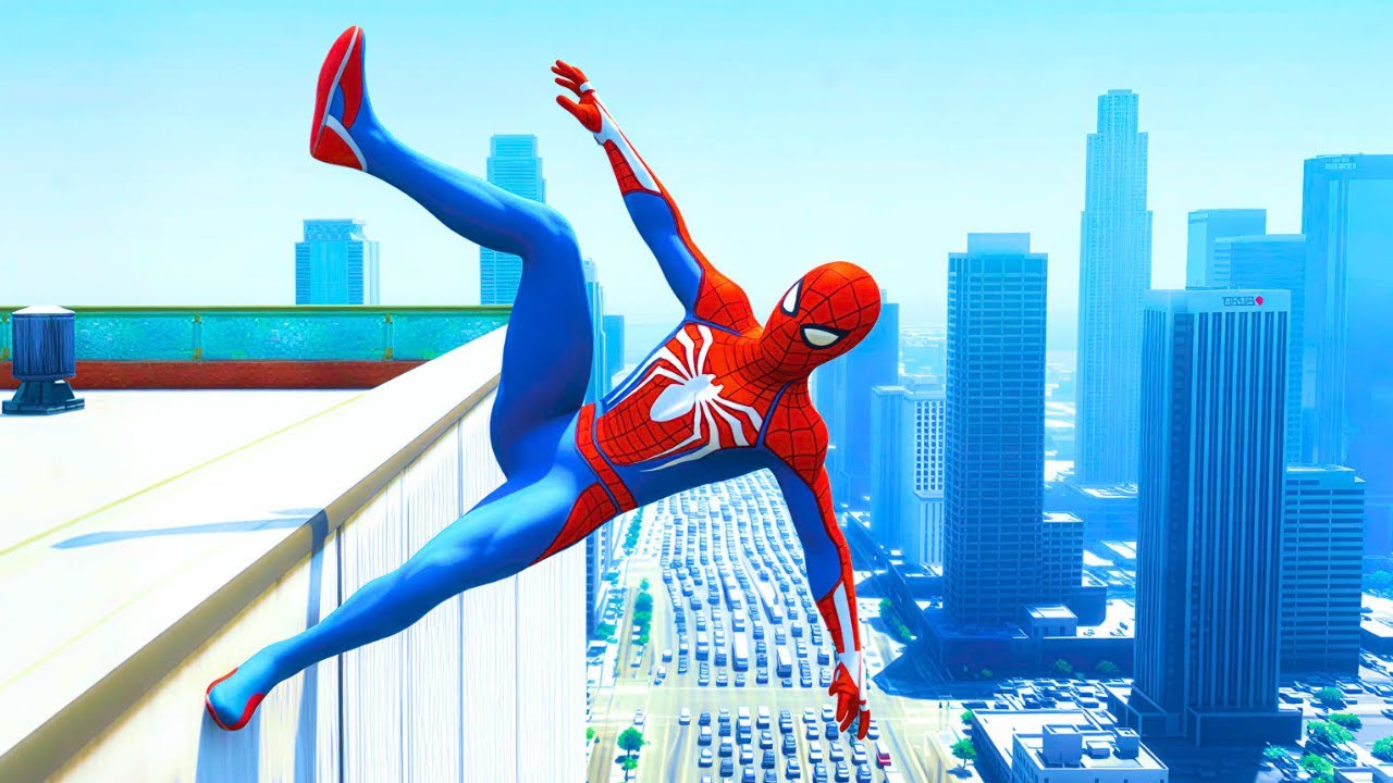 SPIDER-MAN CRAZY JUMPS/FALLS #68 (GTA 5 Spiderman Fails)