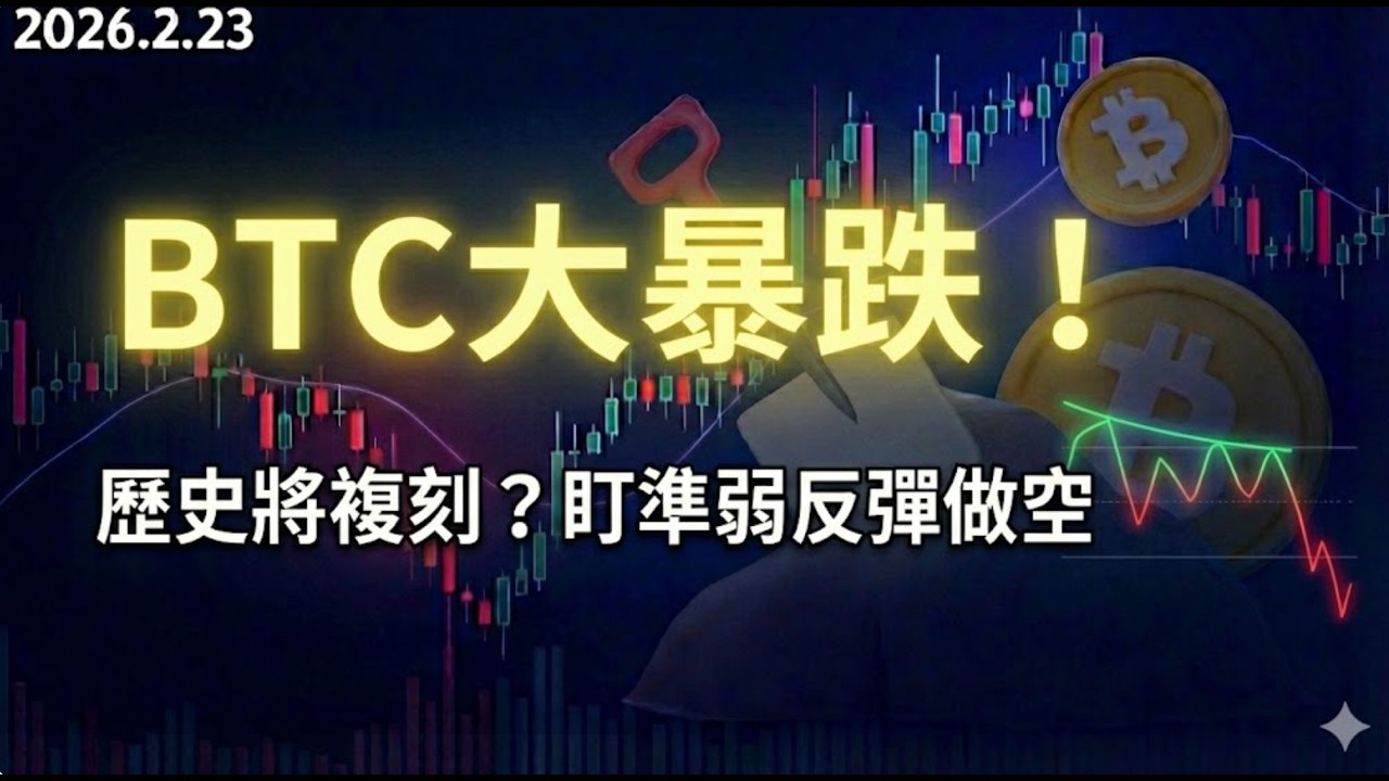BTC 暴跌是假跌破嗎？盯準「弱反彈」信號，高勝率做空佈局全公開！2026.2.23     #比特幣  #比特币 #以太幣