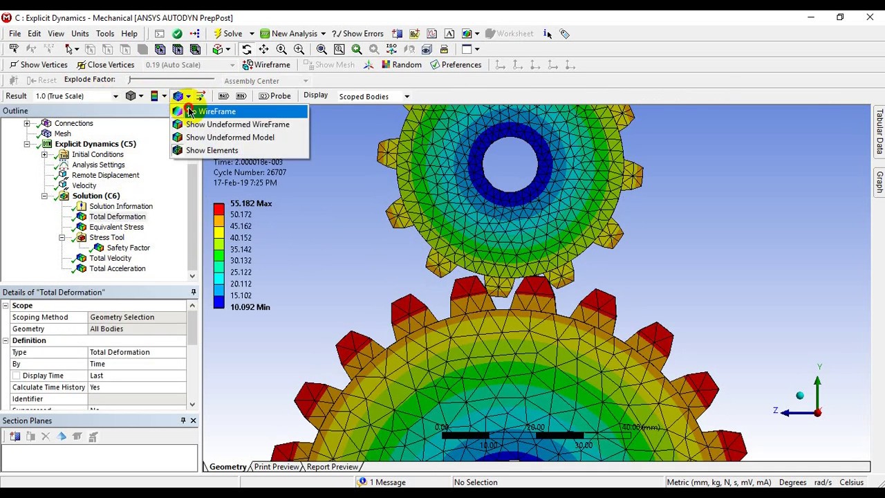 explicit analysis on gear and pinion