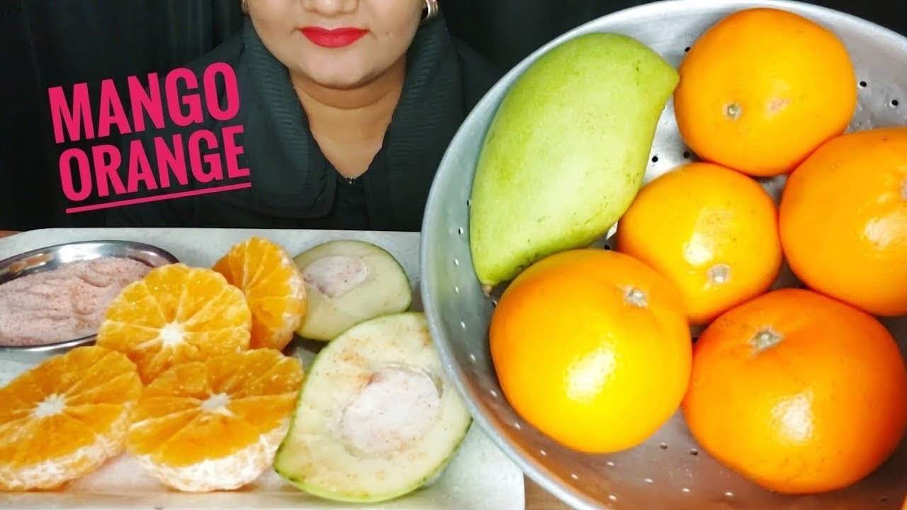 INDIAN MUKBANG 🇮🇳 EATING KACCHA MANGO AND ORANGE || @Kiafoodie23  #asmr #food 